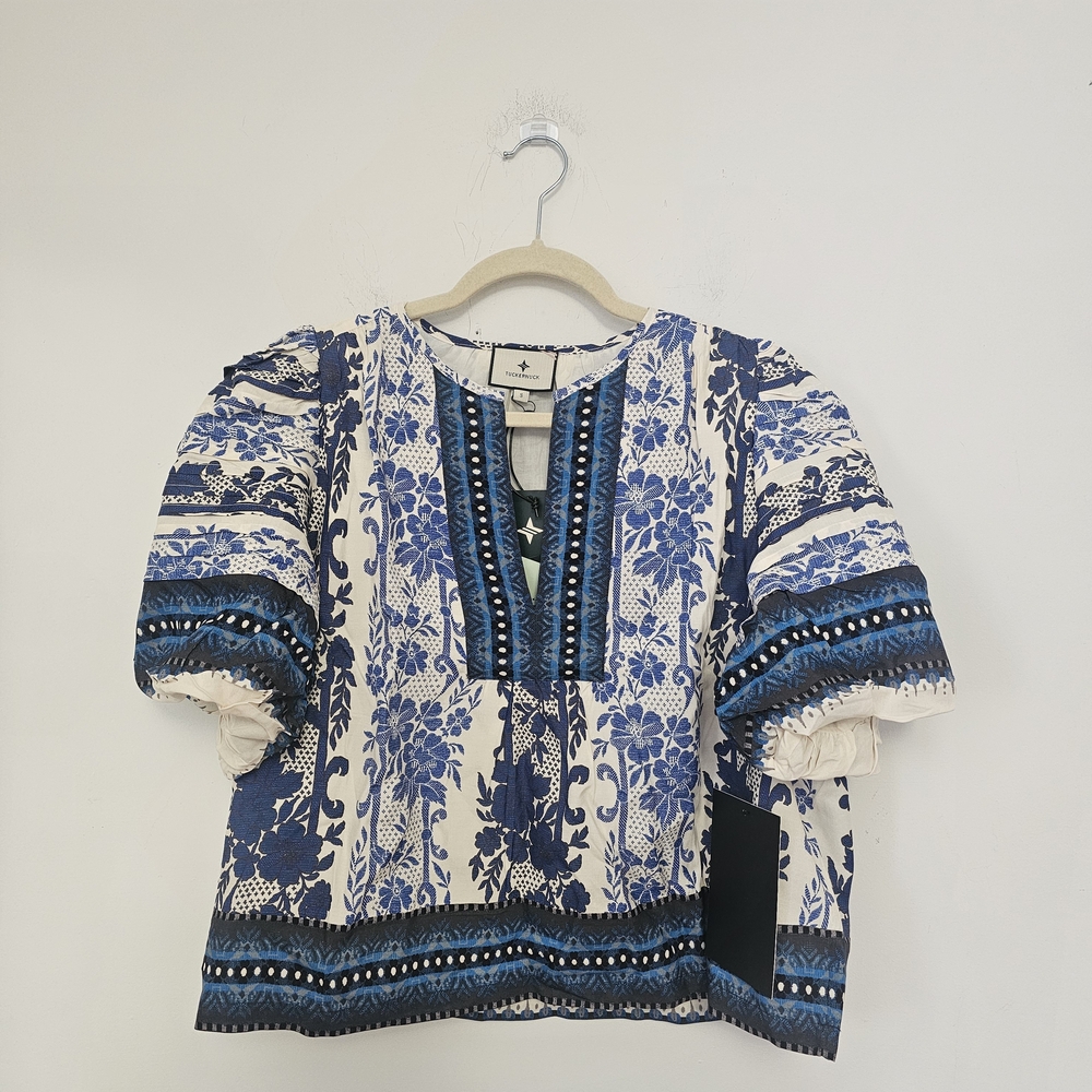 Tuckernuck Blue and White Floral Blouse